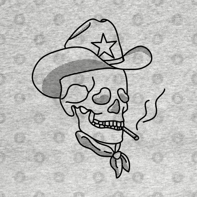 Western Cowboy Hat Skull Smoking by YourGoods